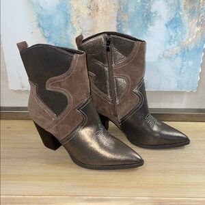 Hey Girl by Corkys Metallic Two-Tone Western Heeled Boots